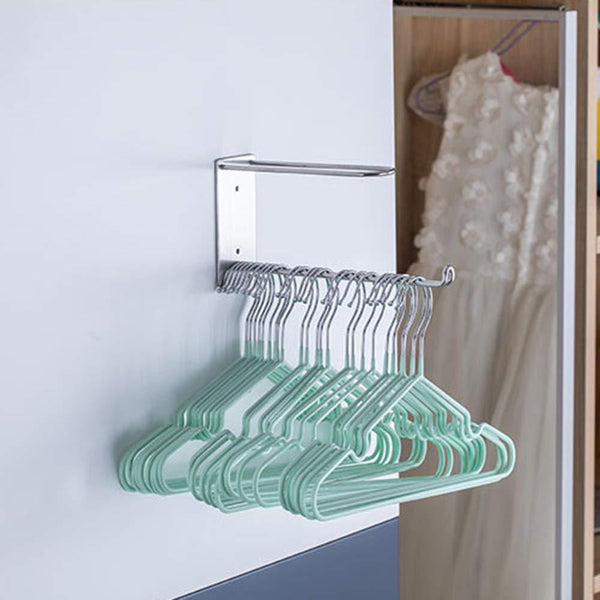 Wall Mounted Clothes Hanger Organizer Stainless Steel Hanger Storage Rack Closet Space Saving, Self Adhesive No Need Nails