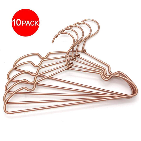 Koobay 10ps/lot 12" Matt non-slip Copper Gold Aluminium Children Top Clothes Hangers for Closet Organization W Notches Satin Matt (Kid)