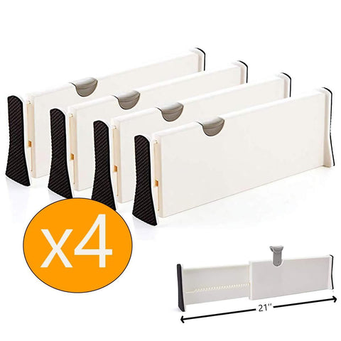 Budget mulyeeh 2 4 pcs expandable drawer dividers adjustable dresser drawer divider separators organize silverware and utensils wardrobe storage organization