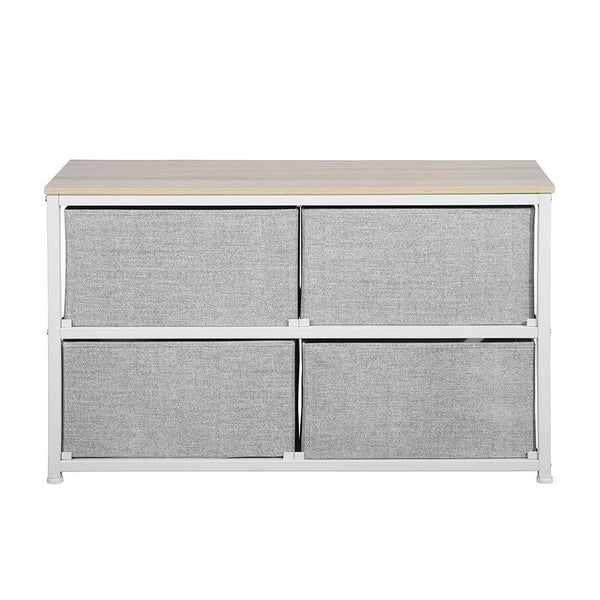 Storage aingoo dresser storage 4 drawers storage bedroom steel frame fabric wide dressers drawers for clothes grey wood board 2x2 drawers grey