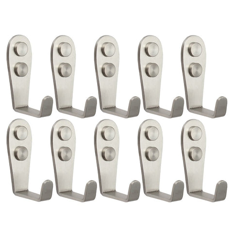 Mellewell 10 PCS Single L Shaped Robe Hook Towel Coat Hooks Kitchen Utensil Utility Hanger, Stainless Steel Brushed, 08007H10