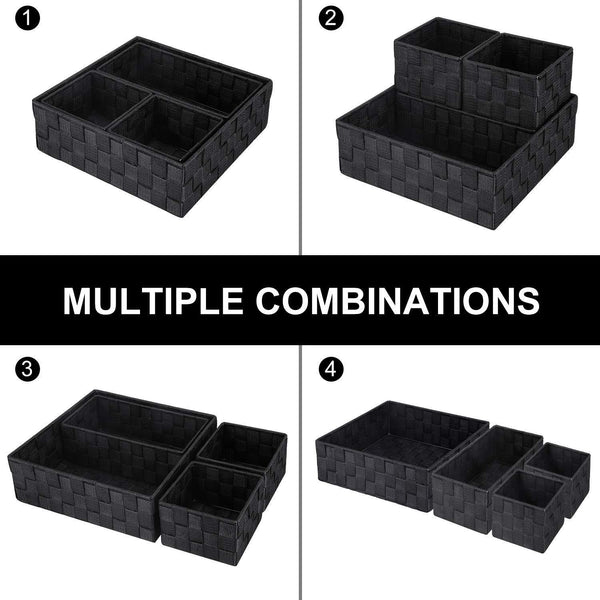 Discover the best kedsum woven storage box cube basket bin container tote cube organizer divider for drawer closet shelf dresser set of 4 black