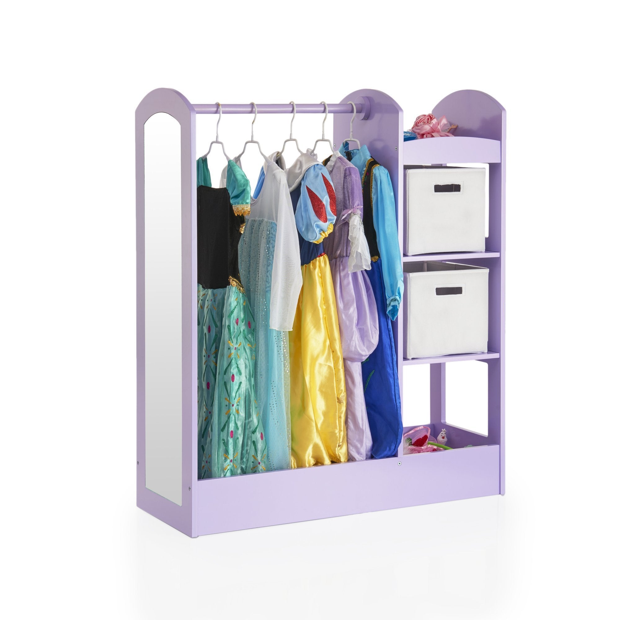 Top rated guidecraft see and store dress up center lavender pretend play storage closet with mirror shelves armoire for kids with bottom tray costume storage dresser