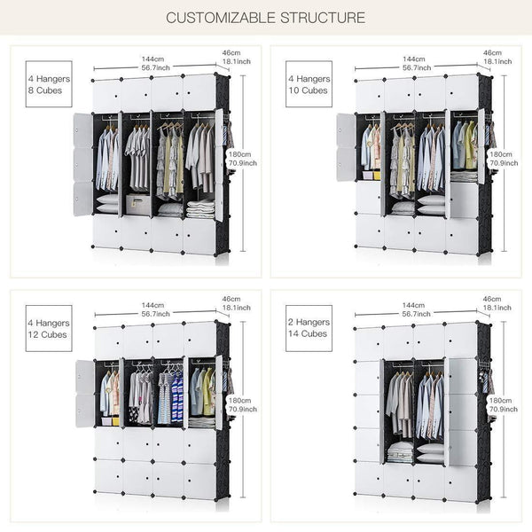 Best yozo closet organizer portable wardrobe cloth storage bedroom armoire cube shelving unit dresser cabinet diy furniture black 20 cubes