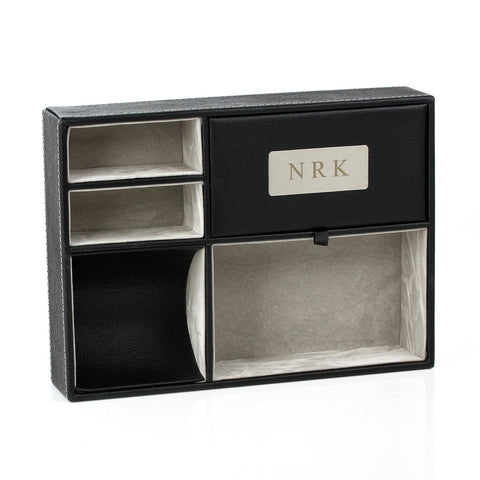 Featured oneplace gifts personalized faux leather valet tray nightstand or dresser top organizer for men 5 compartment catch all for accessories engraved