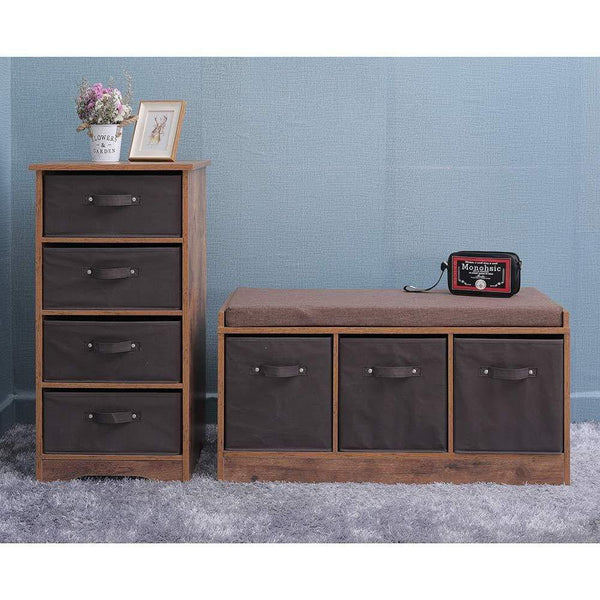 Exclusive iwell wooden dresser storage tower with removable 4 drawer chest storage organizer dresser for small rooms living room bedroom closet hallway rustic brown sng004f