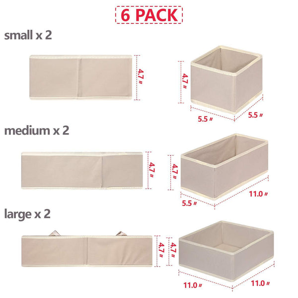 Heavy duty diommell 6 pack foldable cloth storage box closet dresser drawer organizer fabric baskets bins containers divider with drawers for clothes underwear bras socks lingerie clothing