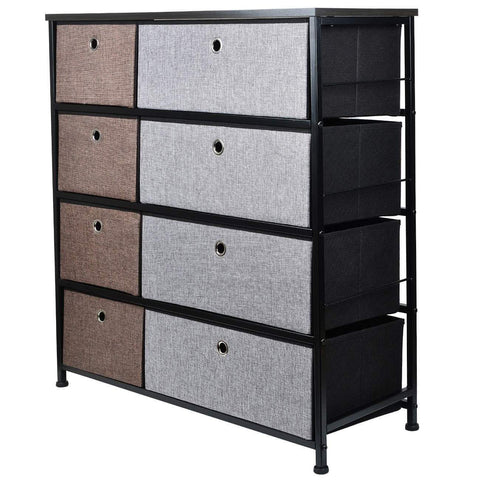 Save on extra wide fabric storage organizer mixed colors clothes drawer dresser with sturdy steel frame wooden tabletop easy pull fabric bins organizer unit for bedroom hallway entryway closet 8drawers