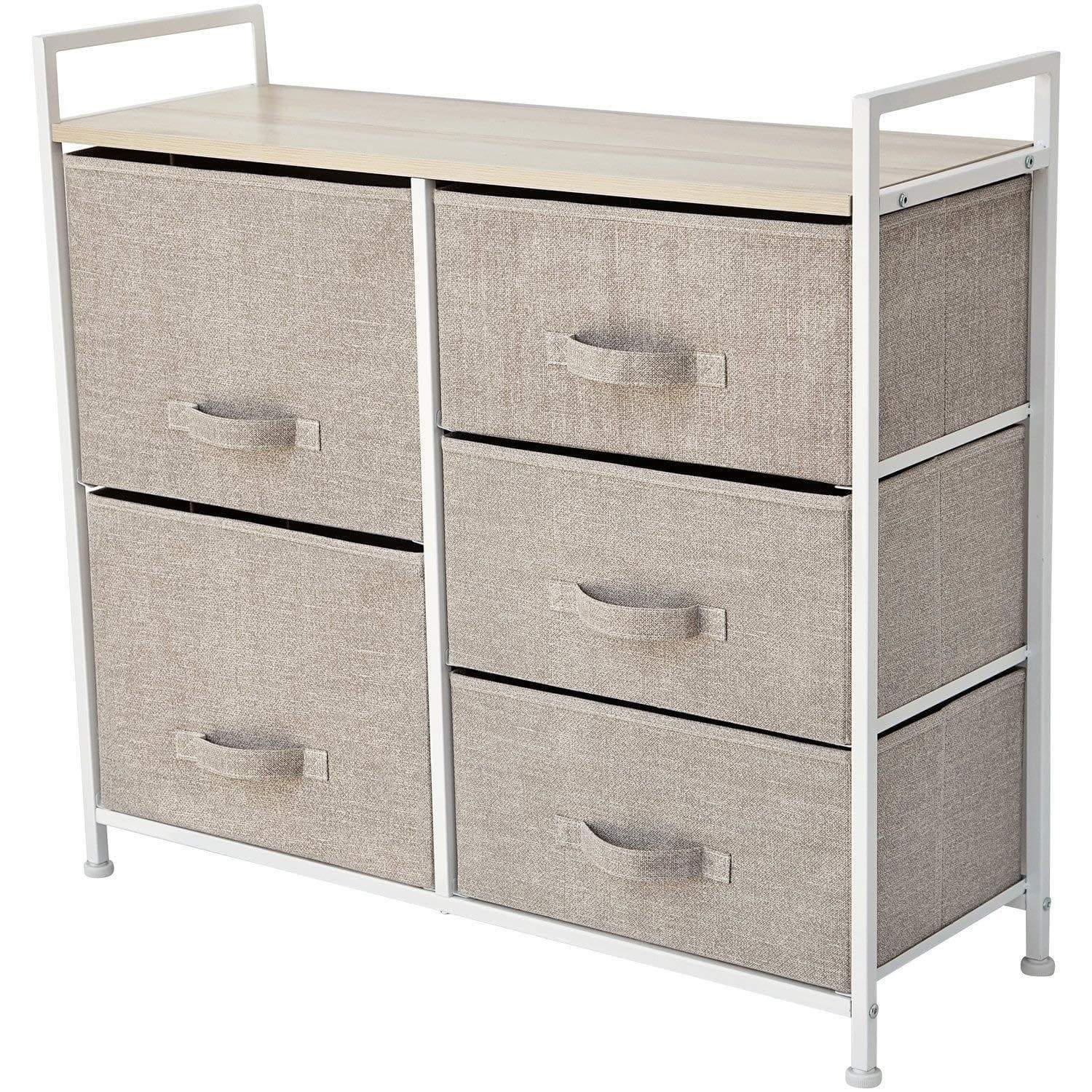 Order now east loft storage cube dresser organizer for closet nursery bathroom laundry or bedroom 5 fabric drawers solid wood top durable steel frame natural