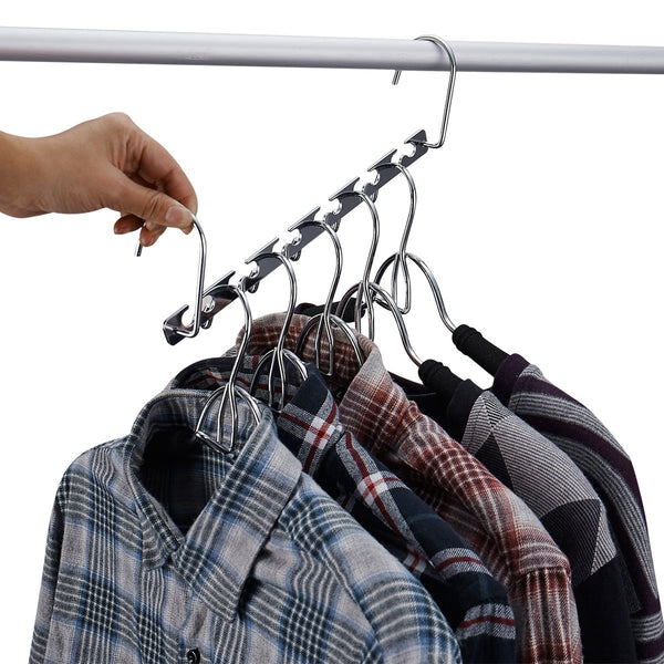 DOIOWN Space Saving Hangers 4 Pack Closet Organizer Hanger Stainless Steel Clothing Hangers (4 Pack)