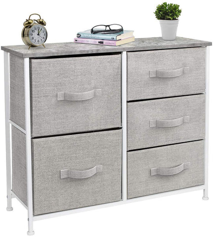 Latest sorbus dresser with 5 drawers furniture storage tower unit for bedroom hallway closet office organization steel frame wood top easy pull fabric bins gray