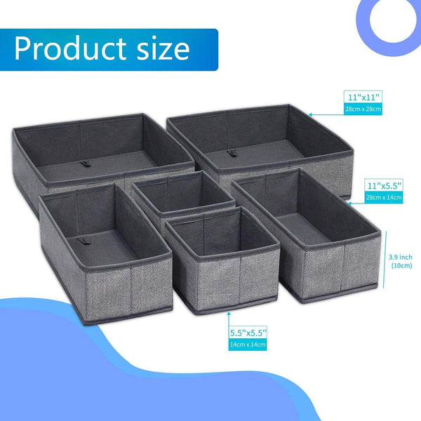Great onlyeasy foldable cloth storage box closet dresser drawer organizer cube basket bins containers divider with drawers for scarves underwear bras socks ties 6 pack linen like grey mxdcb6p
